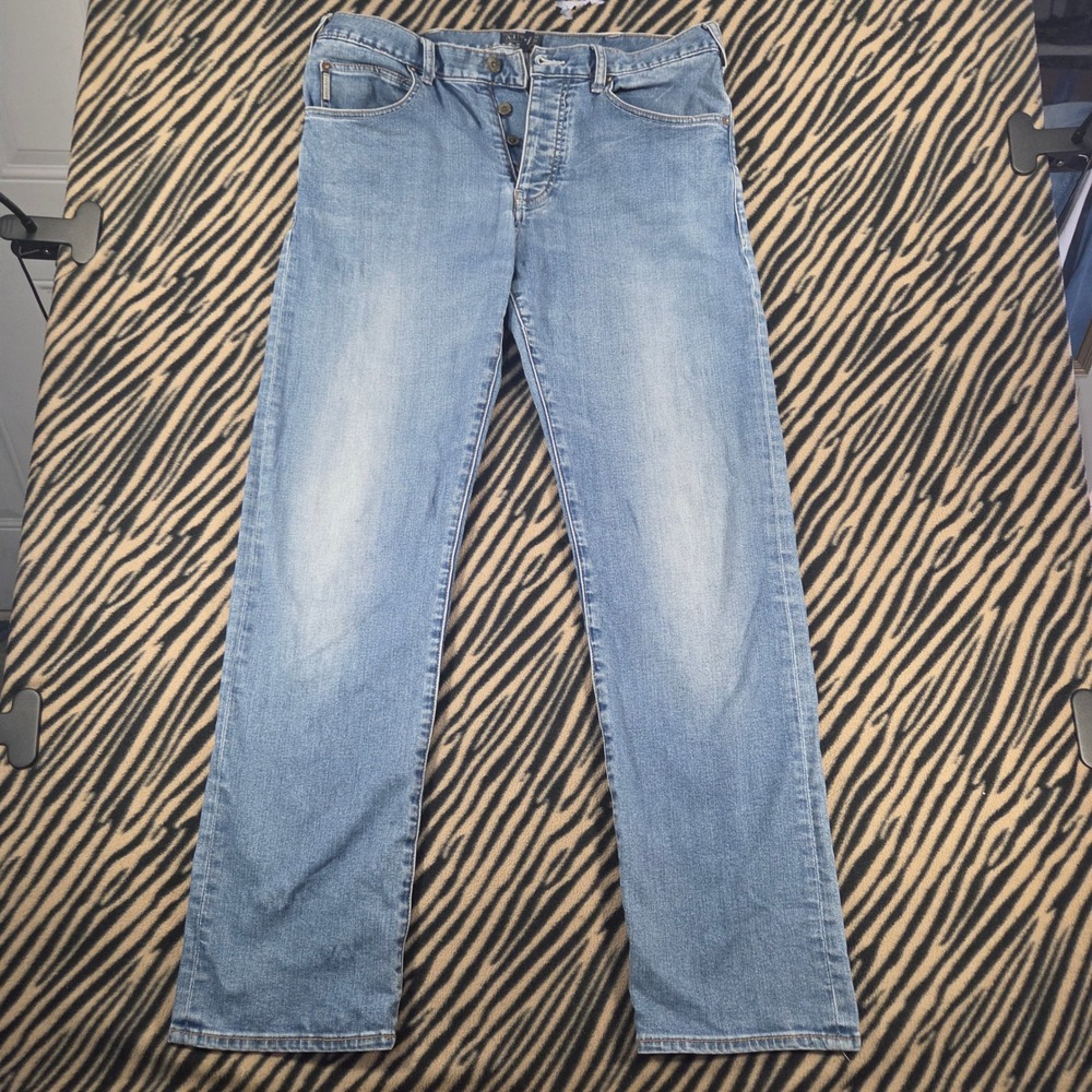 Armani Jeans Mens 33 Light Wash Straight Leg Button Fly Denim Pants